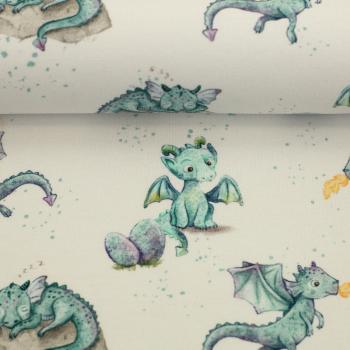 Preview: Baumwolljersey Miracle kleine Drachen by Christiane Zielinski by Swafing